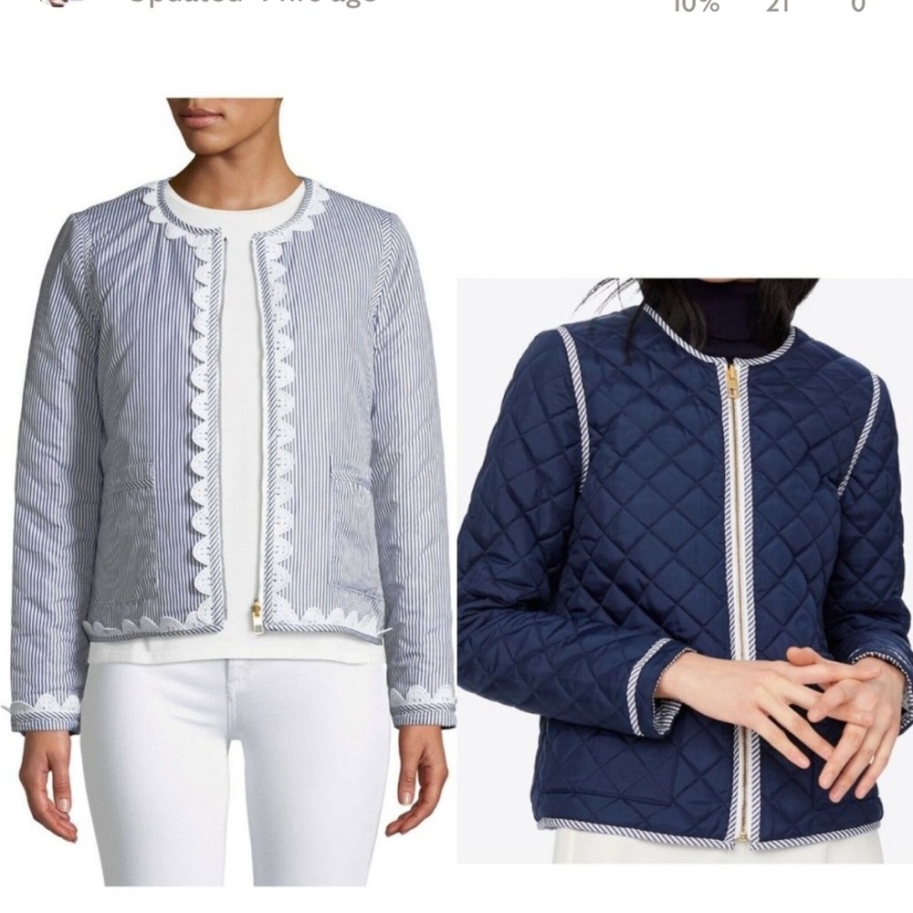Tory Burch Petra Striped Reversible Quilted Jacket